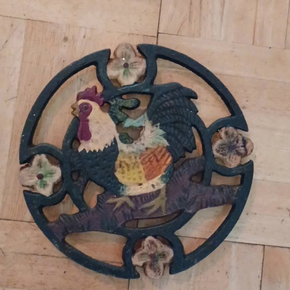 Trivet chichen, rooster vintage metal kitchen Trivet